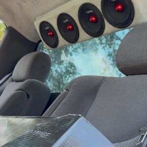 Car Audio Speaker System with Red Accents